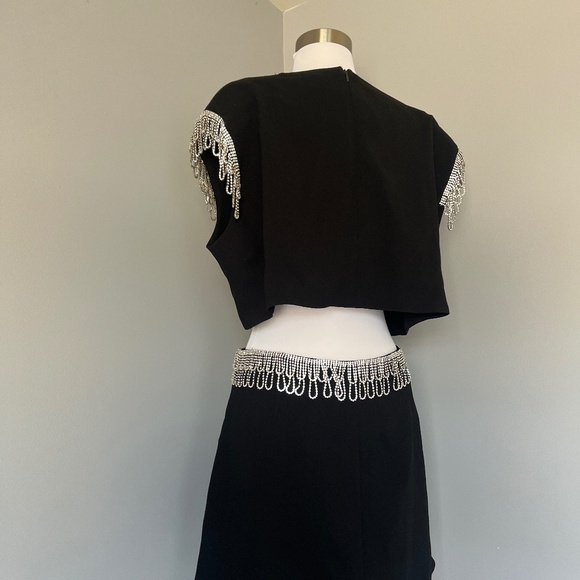 H&M Studio‎ Collections 2022 Black Rhinestone Detail Cutout Mini Black Dress XL - Picture 10 of 16